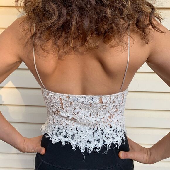 Zara white lace top, side zipper, thin straps, size XS - Picture 4 of 6